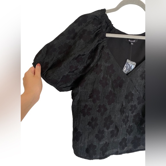 Madewell Black Textured Puff Sleeve Top - Picture 5 of 10